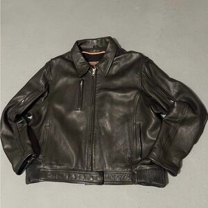 First Classics Black Leather Jacket Mens XL Classic Gear Coat Heavyweight